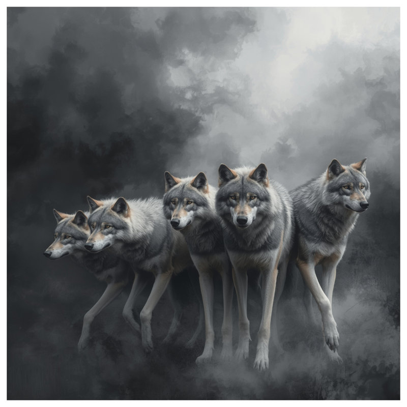 Toile tendue en toile de loups gris dans de nombreuses tailles, 16 x 16 inches