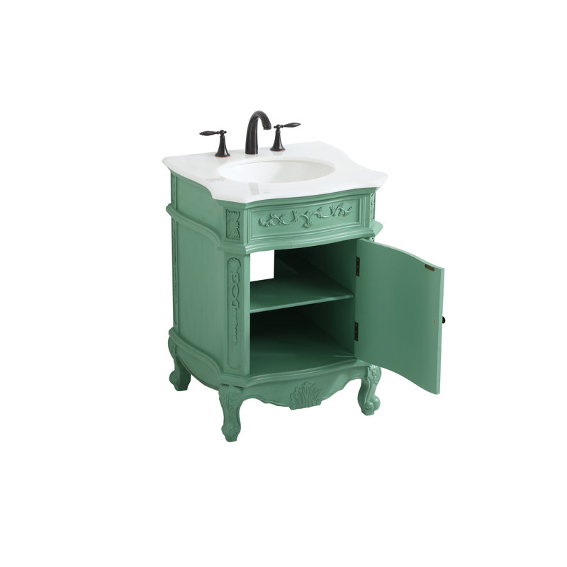 Berkshire 24'' Single Bathroom Vanity with Top, Vintage Mint, White