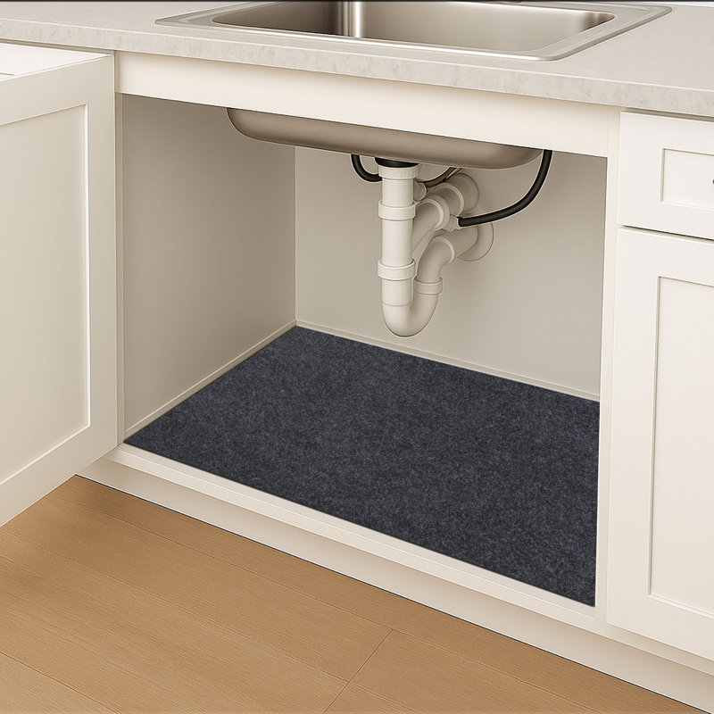 XL Under Sink Mat, Protective Cabinet Liner For Kitchen & Bathroom - Absorbent, Waterproof, Trimmable (24”x59”) (Charcoal) (USA Made)