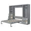 Grand lit escamotable mural avec placard, tiroirs et tablettes