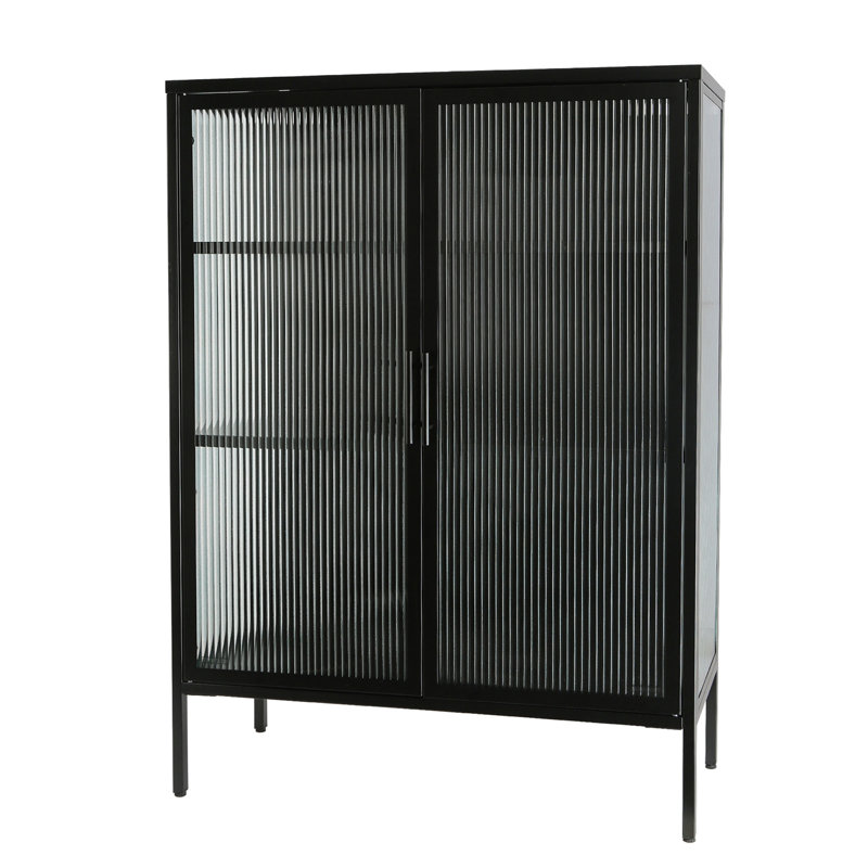 2-Door Freestanding Floor Storage Cabinet With 2 Adjustable Shelves