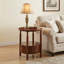 Table d'appoint ronde en bois de la collection Wexford, avec tiroirs et rangement