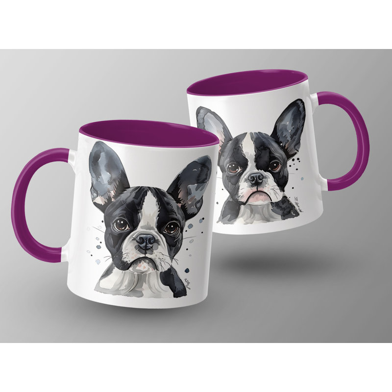 11oz Watercolour Boston Terrier Design Coffee Mug, 1
