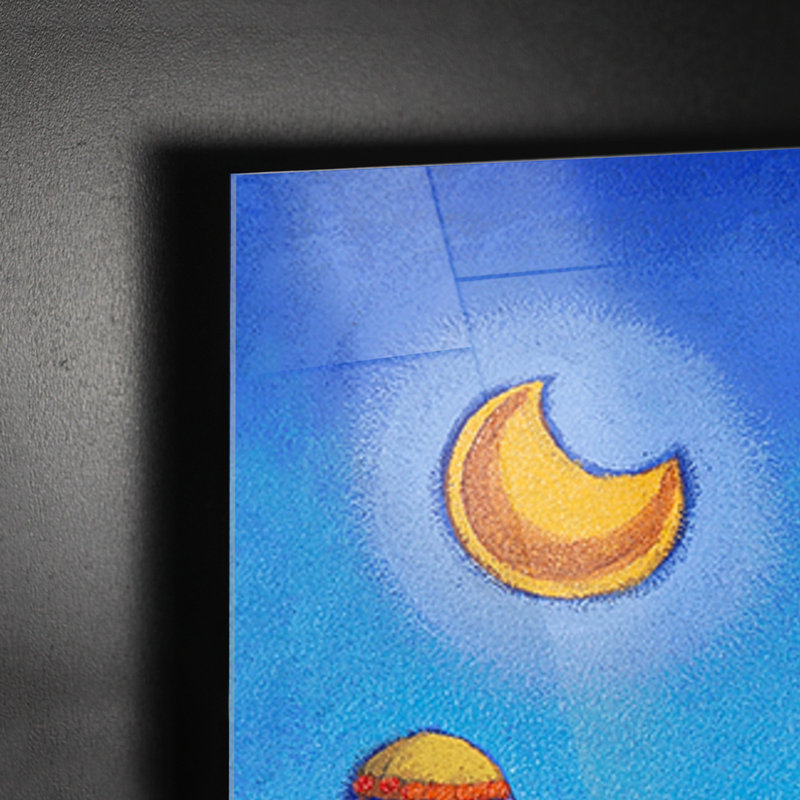 Bull And Cow In Hot Air Balloon by Stefano Calisti - No Frame Painting on Glass, 65cm H x 65cm W
