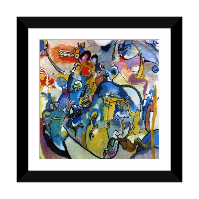 «All Saints Day II» par Wassily Kandinsky, impression sur toile, H 16 po x l 16 po x P 1 po, Papier d'art encadré noir, Blanc