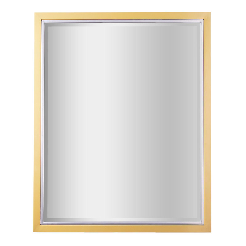 Miroir de salle de bain Wilguy, 24 po x 30 po, Laiton brossé / chrome