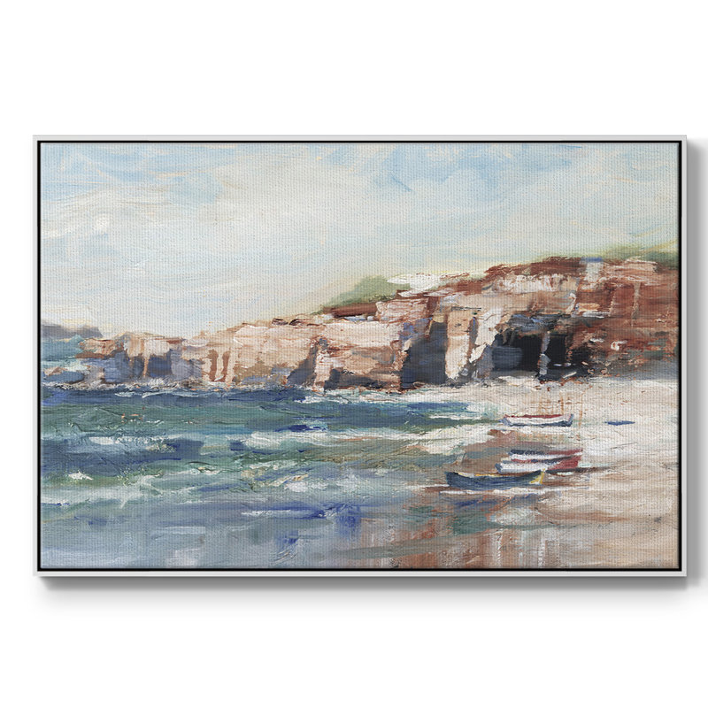 Étude Sea Cliff II - impression d'un seul cadre photo, Toile encadrée flottée blanche, H 27 po x l 41 po x P 2 po, Non