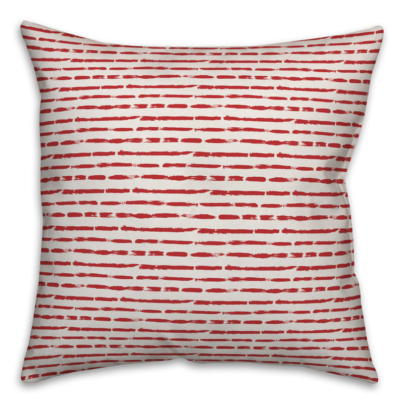  Housse et insert de coussin carré Tally, 18 po x 18 po, Blanc / rayures rouges 1