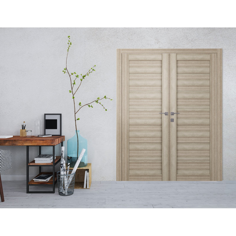 Porte intérieure pré-suspendue double Alda Active, 71,75 po x 79,37 po, Shambor, Réversible