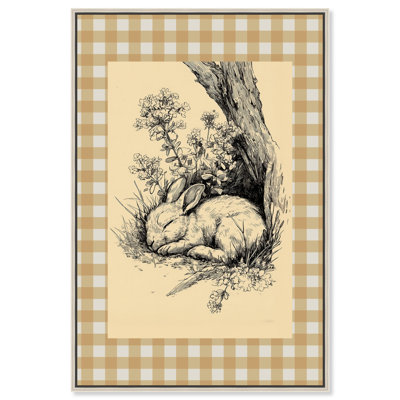 Inkwell Bunny Framed Canvas Print Farmhouse Wall Art by Art Remedy, Black Frame, 10 x 15