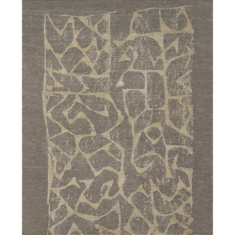 Pongo Hand Woven Silk and Wool Area Rug, Runner 3' x 6'