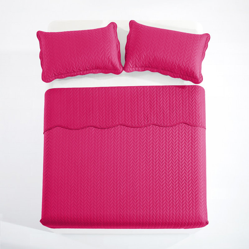 Microfiber Embossed Queen Quilt Sets| Hotel-Quality Bedspread, Pink, Queen Bedspread ( 90 x 96)+ 2 Standard Pillowcases