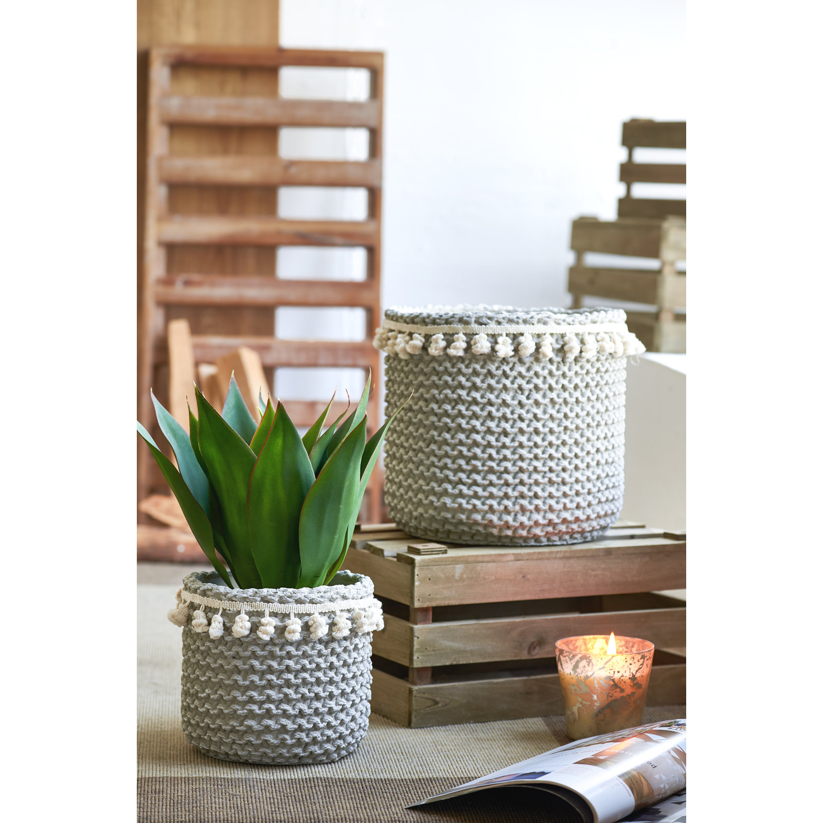 Bea Cement Pot Planter, 10" H x 10.5" W x 10.5" D