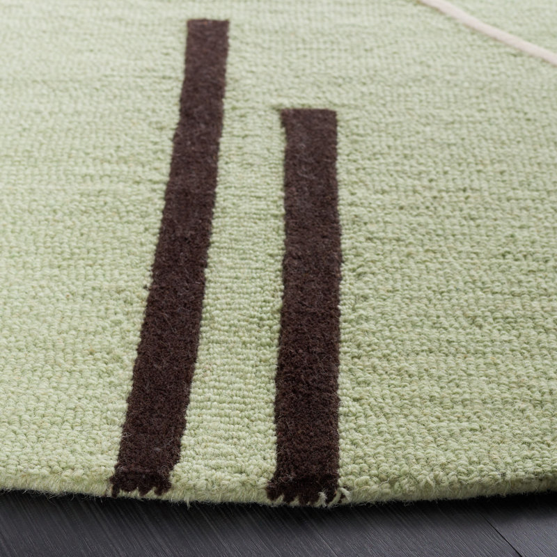 Arabelle Handmade Wool Green/Orange/Brown/Ivory Rug, Round 6'