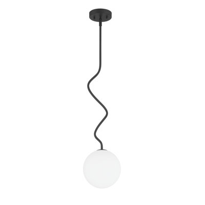 S-Curve Globe Pendant with White Jade Glass