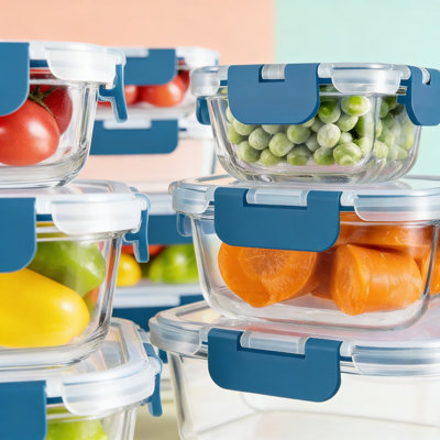 Glass Food Storage Containers With Lids, 8-Piece Airtight Meal Prep Set, Leak-Proof Locking For Microwave, Oven, Freezer & Dishwasher, BPA-Free Borosilicate Glass Containers