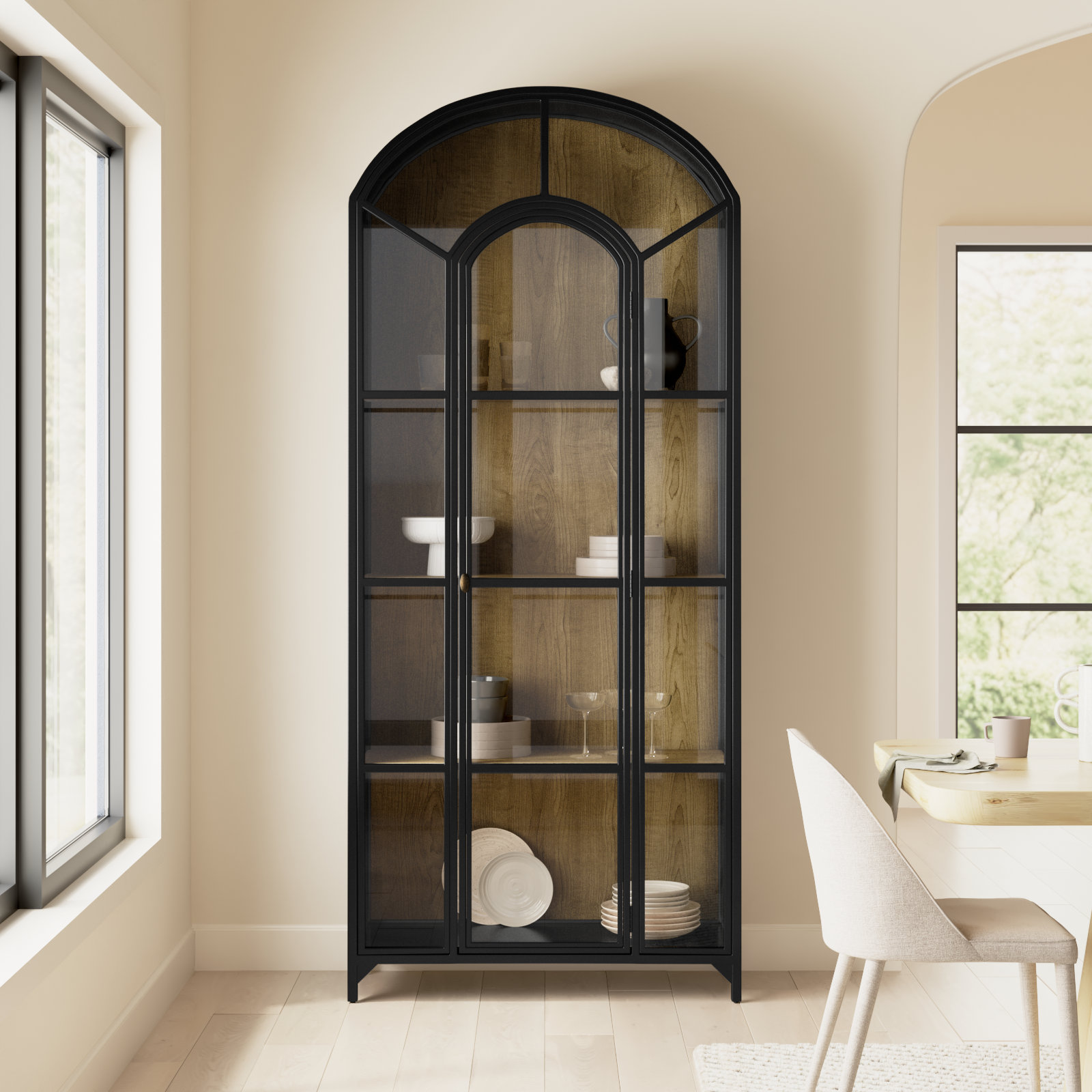 Bayline Dining Cabinet, Black/Oak