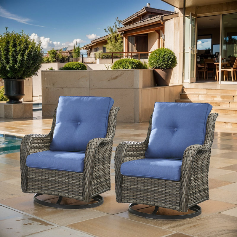 Ensemble de chaises berçantes pour l'extérieur Deb, Bleu, Gris
