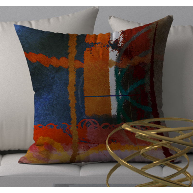 Abstract Reversible Throw Pillow, 18" x 18"
