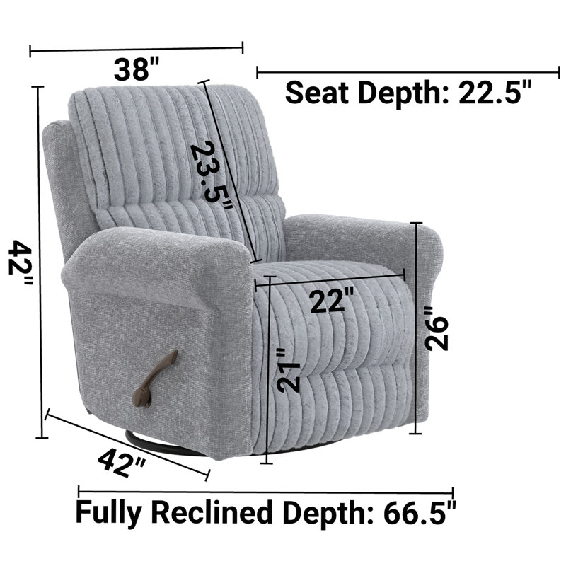 Fauteuil inclinable et pivotant Doryan, Gris, Manuel