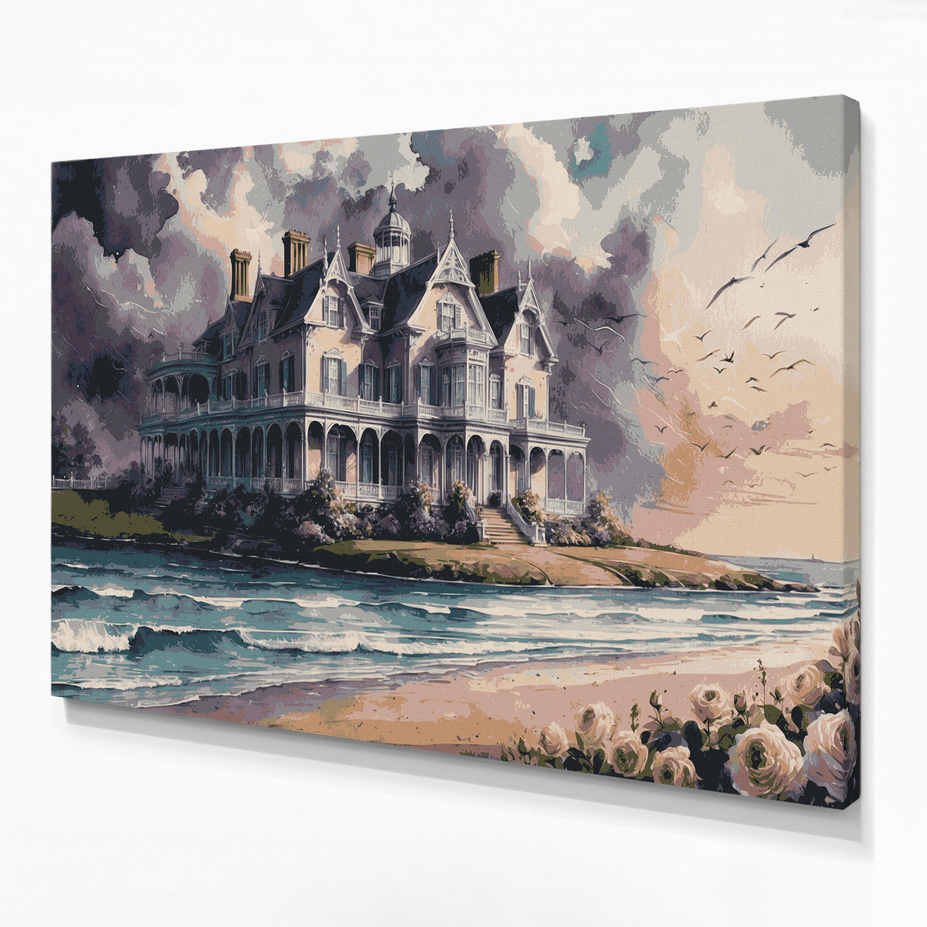 Dovecove Coastal Seaside Manor Elite Beige Canvas Wall Art - Wayfair Canada