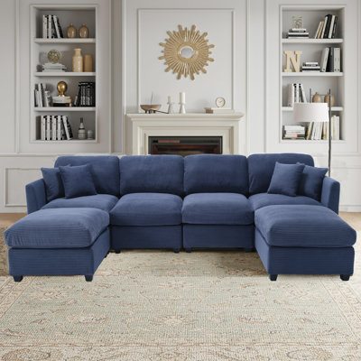 Corduroy U-Shaped Sectional W/ Ottoman by Ebern Designs