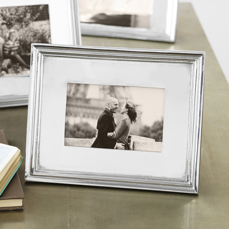 Classic Silver Metal Beveled Picture Frame, 9" H x 11" W
