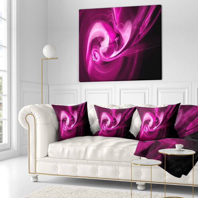 Coloured Smoke Spiral - Coussin décoratif imprimé abstrait, 16 po x 16 po, Coussin décoratif, Rose