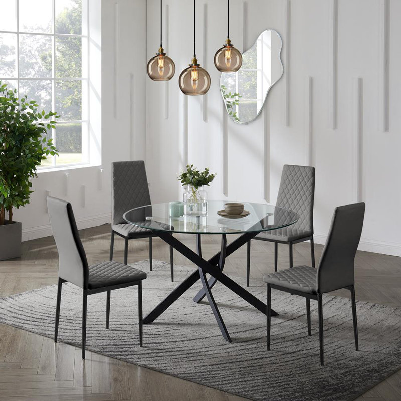 Ajita 4 - Person Dining Set, Grey