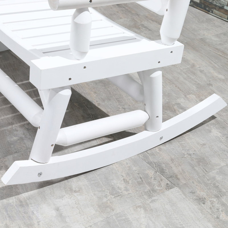 Causeuse robuste avec larges sièges incurvés, chaise berçante en bois pour patio et jardin, conception en rondins, robuste et confortable