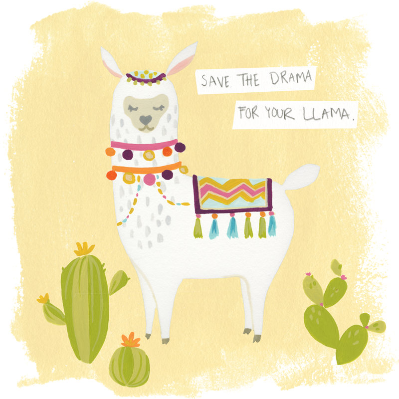 Pom Pom Llama Rama I by June Erica Vess - Wrapped Canvas Painting, 51cm H x 51cm W