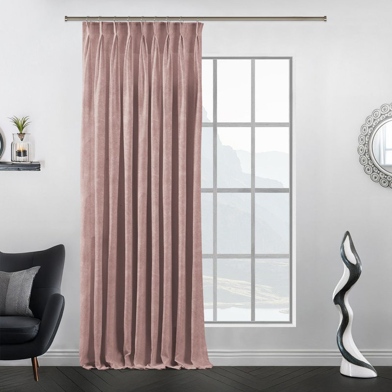 Room Darkening Single Curtain Panel, 190cm Width x 125cm Drop, Light Pink