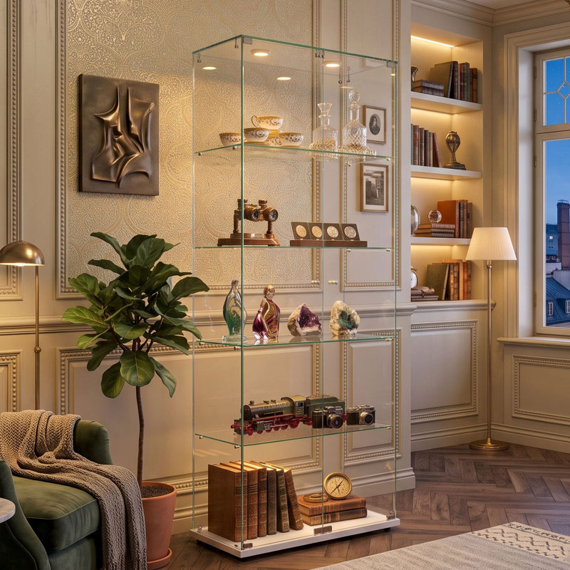 Display Cabinet, White, Puck Light