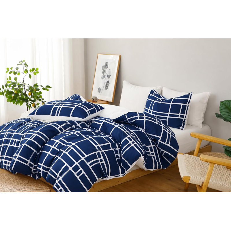 Microfibre Geometric Shapes Duvet Cover, Blue Geometric Shapes