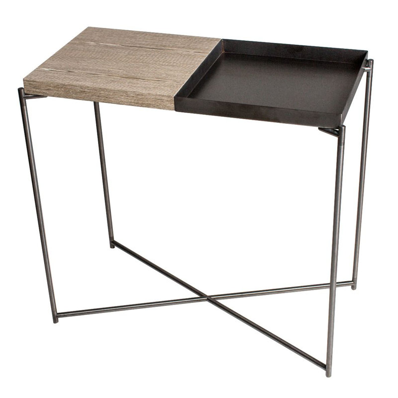 Bedell Console Table, 49.7 H x 123.3 W x 42.5 D cm, Gun Metal, Weathered Oak/Gun Metal
