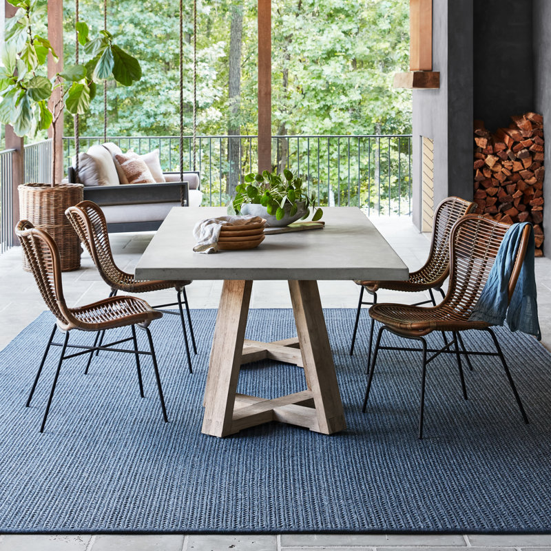 Tapis intérieur / extérieur gris Alicien, Rectangle 7 pi 6 po x 9 pi 6 po