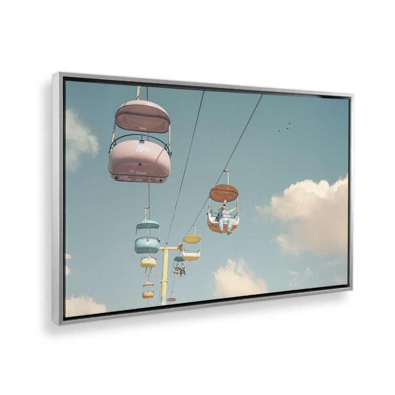 «Pastel Sky Ride Over Clouds» sur toile, H 20,75 po x l 30,75 po, Cadre flottant en chrome poli, 1