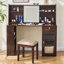 Ensemble de coiffeuse élégant avec miroir lumineux réglable 3 modes, coiffeuse moderne avec grandes tablettes, tiroir et canette