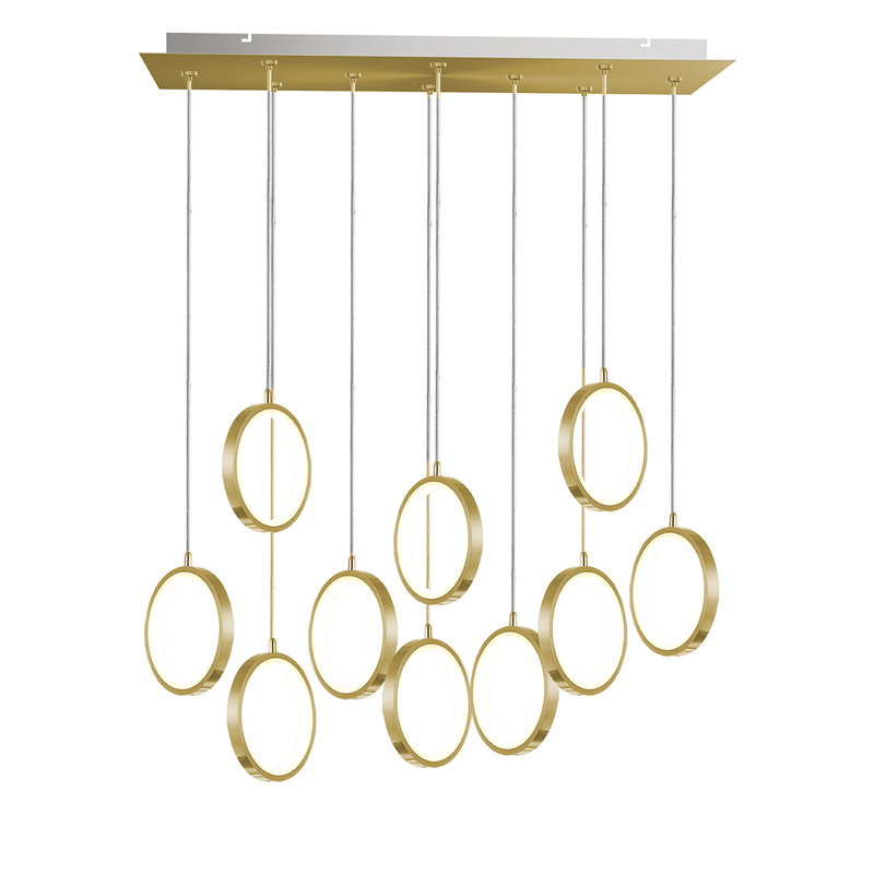 Lauri 10 - Light LED Cluster Pendant, 2" H x 27" W x 10" D, Matte Black