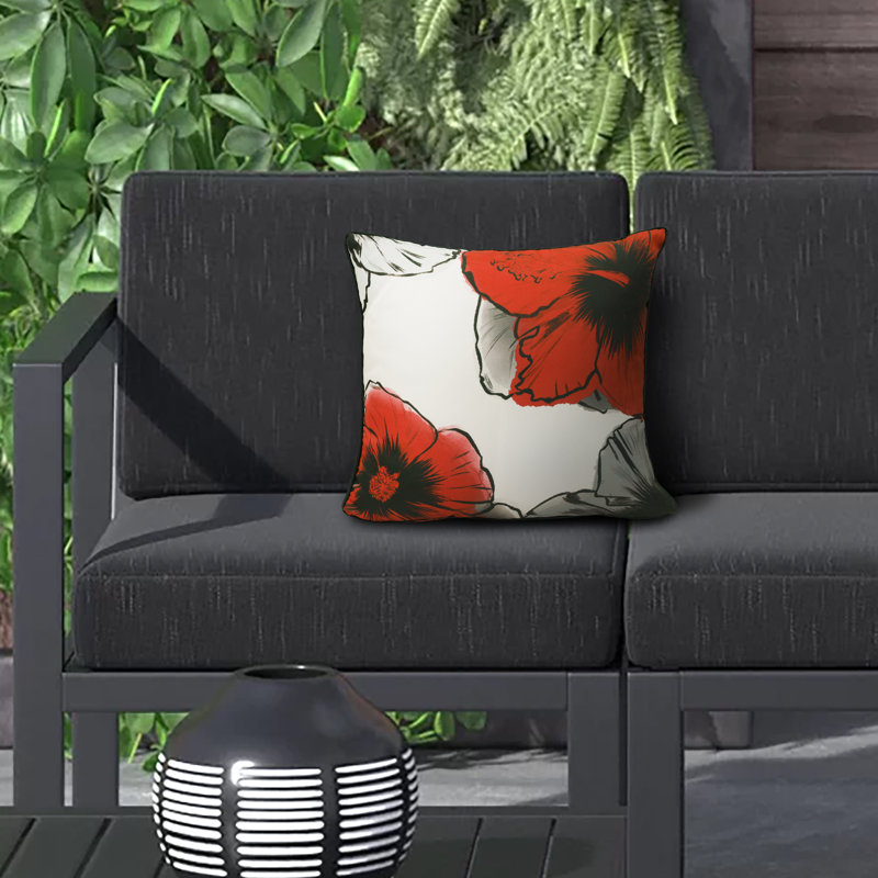Floral Outdoor Reversible Throw Pillow