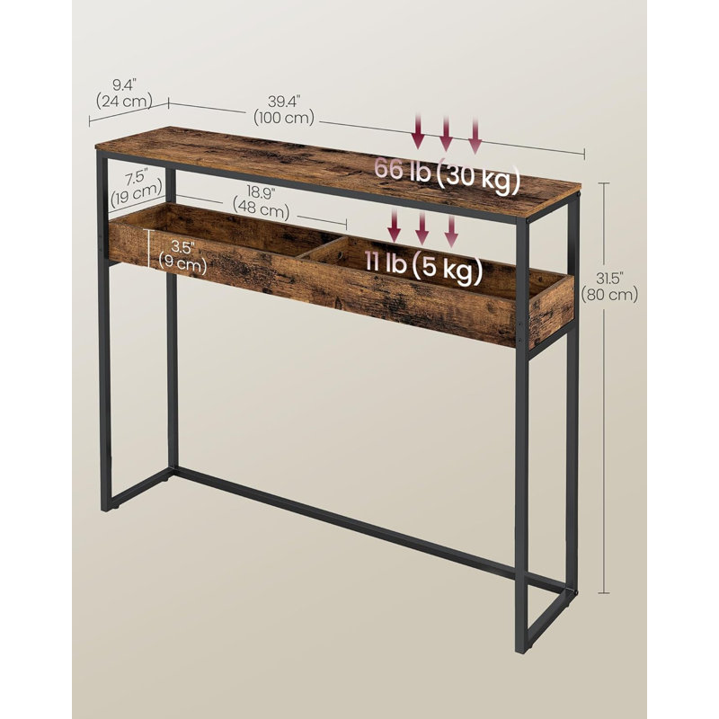 Table d'entrée à 2 niveaux, console étroite