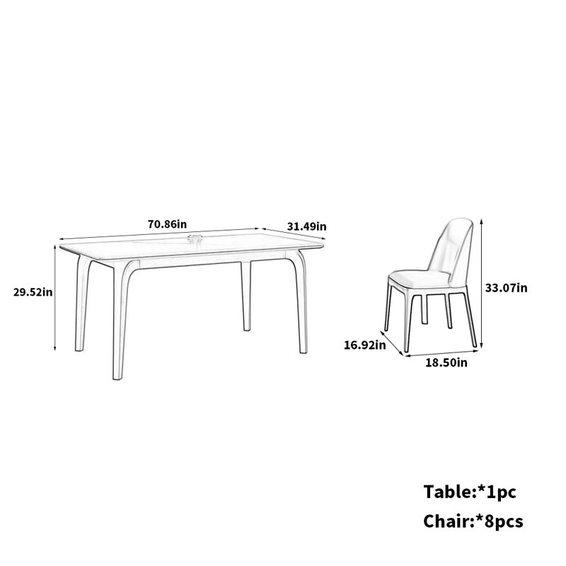 Sintered Stone Table White Ash Seating Set