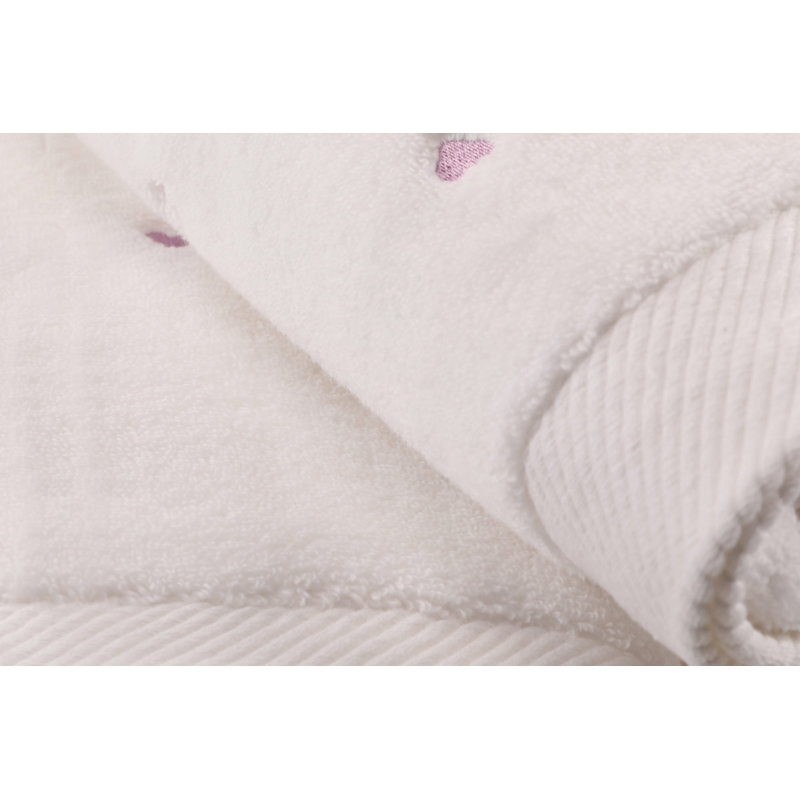 Ensemble de 2 serviettes de bain 100% coton, White/Lilac 1, Bath Towels - 2 pack