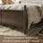 Solid Wood Bed Frame With Linen Upholstered Headboard, Wood Platform Bed With Wood Slats, No Box Spring Needed, Easy Assembly, Walnut-98972579