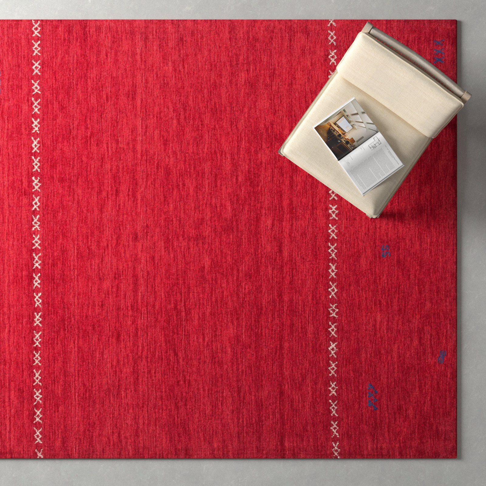 Santiago Handmade Wool Red Rug, Rectangle 8' x 10'