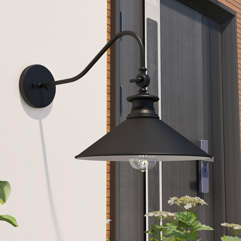 Sena Matte Black Metal Outdoor Adjustable Angle Barn Light