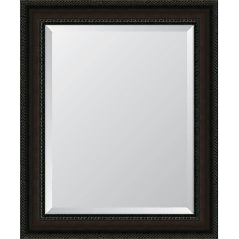 Miroir mural à cadre en résine acajou corde, H 35,25 po x l 29,25 po