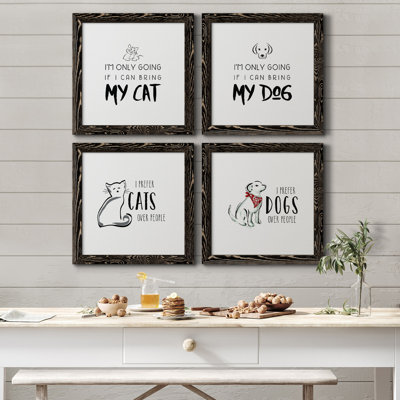 Bring My Cat - ensemble de 4 pièces d'art textuel sur toile