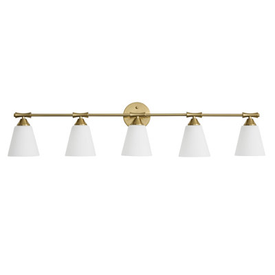 Novalise 5 - Light Dimmable Vanity Light With White Cone Glass Shade