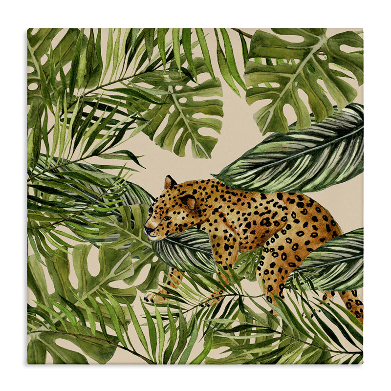 «Botanical Leopard on Branch», art mural par Janet Tava, H 30 po x l 30 po